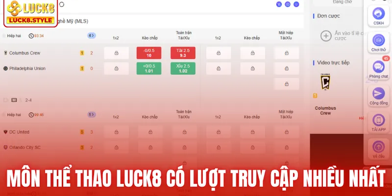 Các môn thể thao LUCK8 có lượt truy cập nhiều nhất